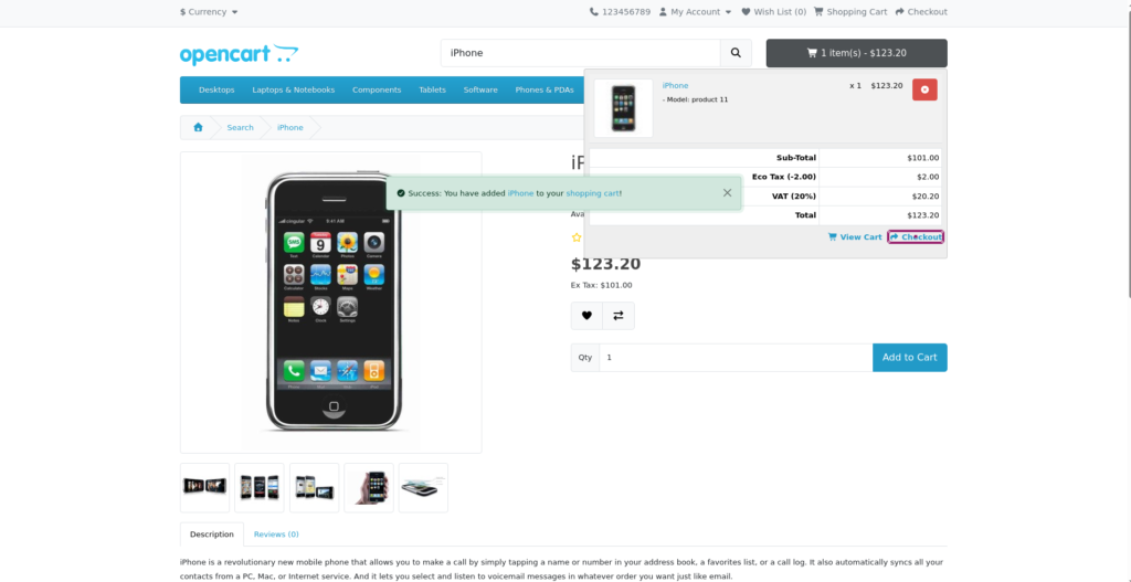 OpenCart testing the checkout flow in testRigor