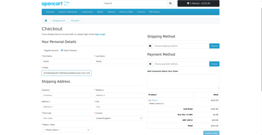 Enter guest customer information during checkout